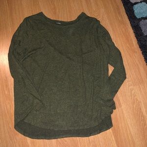 Two matching olive green soft shirts